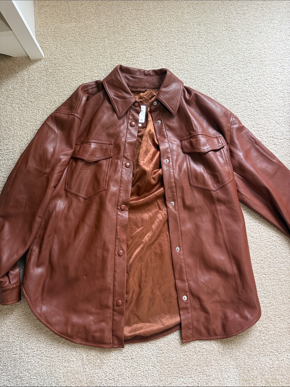 Brown Vegan Leather Jacket - Abercrombie